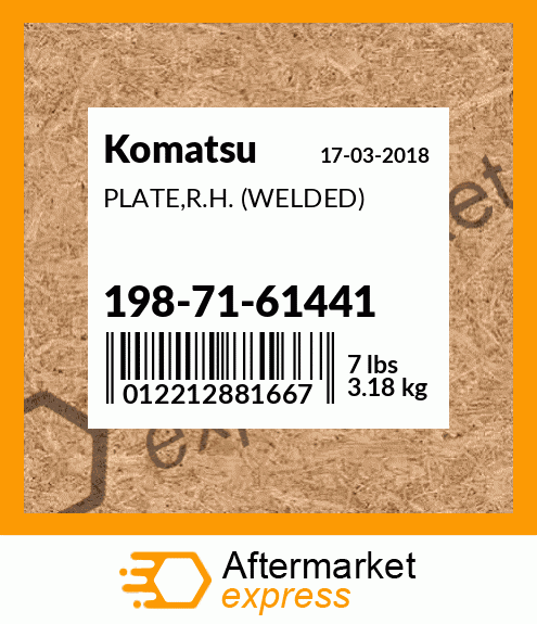 Spare part 198-71-61441 + PLATE,R.H. (WELDED)