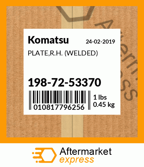 Spare part 198-72-53370 + PLATE,R.H. (WELDED)