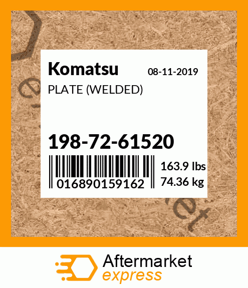 Spare part 198-72-61520 + PLATE (WELDED)