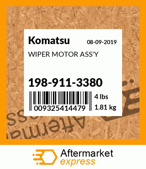 Spare part 198-911-3380 + WIPER MOTOR ASS'Y