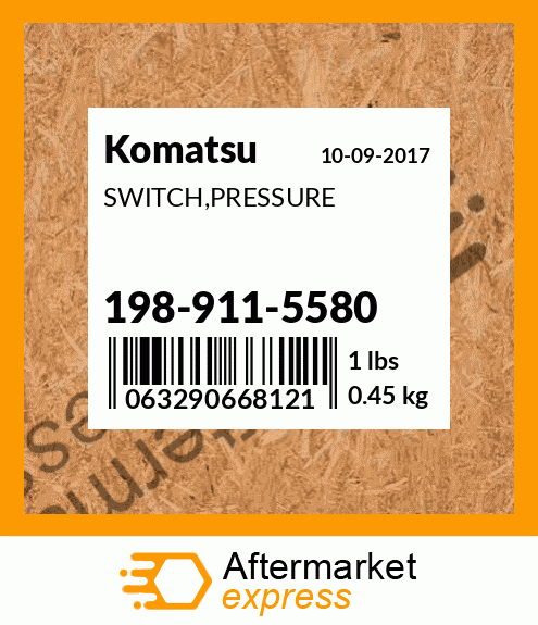 Spare part 198-911-5580 + SWITCH,PRESSURE