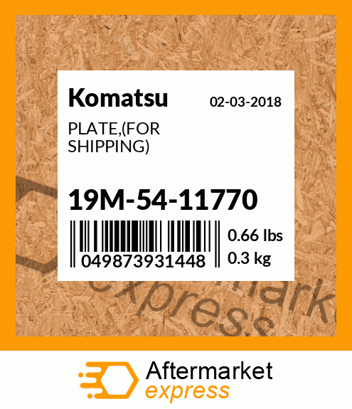 Spare part 19M-54-11770 + PLATE,(FOR SHIPPING)