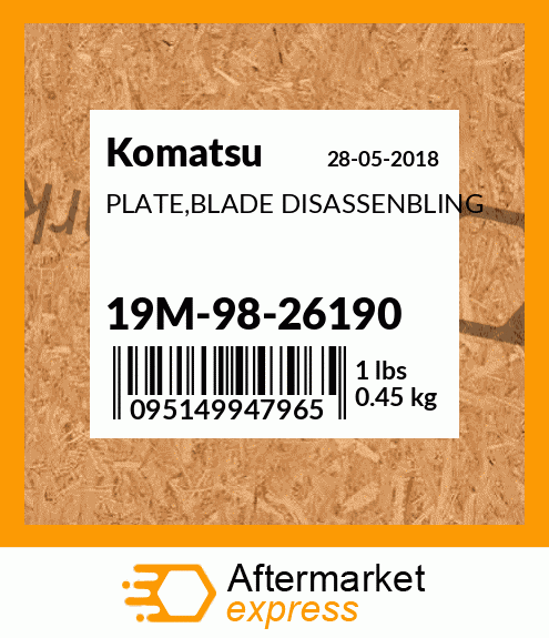 Spare part 19M-98-26190 + PLATE,BLADE DISASSENBLING