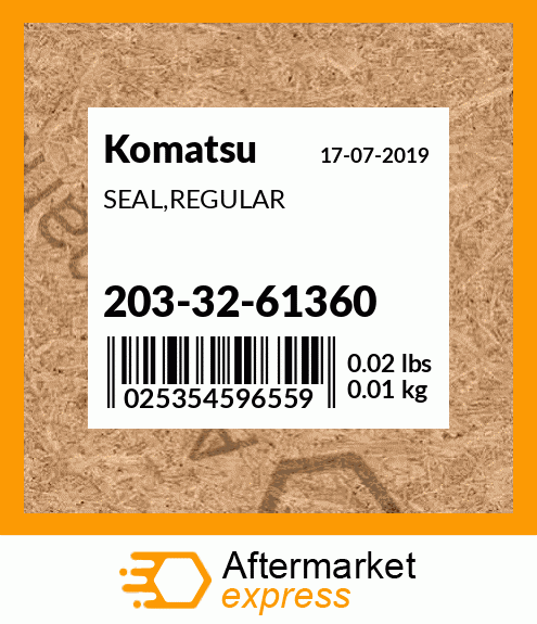 Spare part 203-32-61360 + SEAL,REGULAR