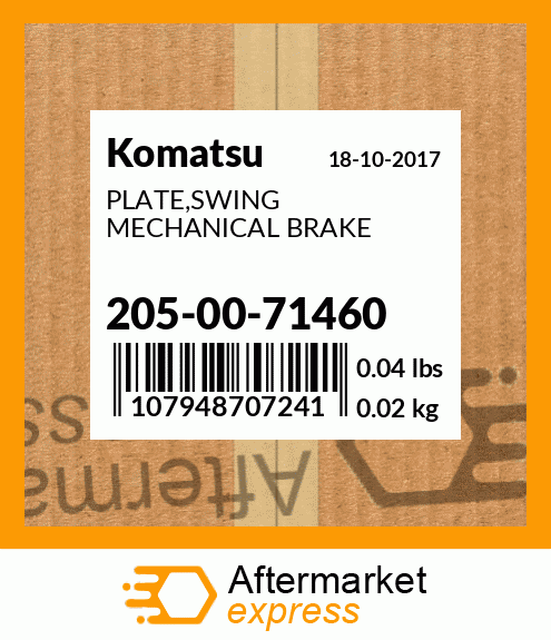 Spare part 205-00-71460 + PLATE,SWING MECHANICAL BRAKE