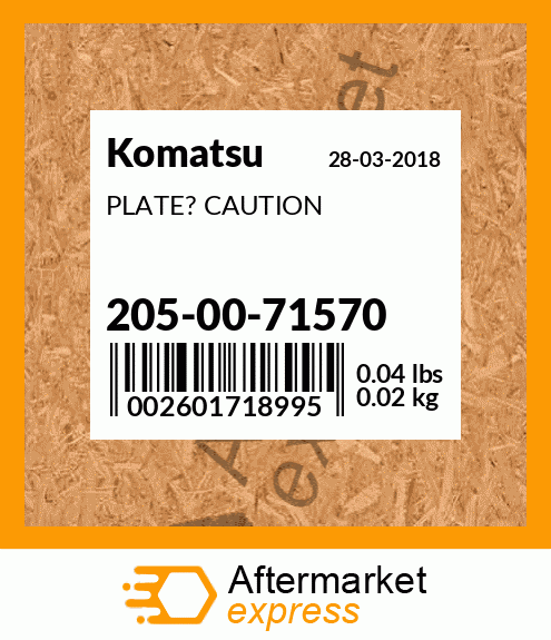 Spare part 205-00-71570 + PLATE? CAUTION