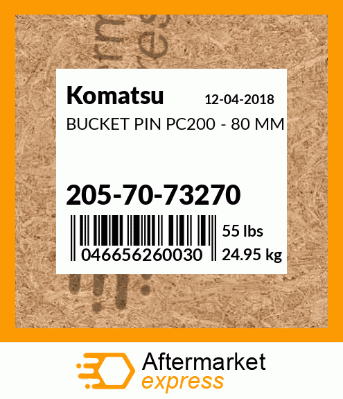 205-70-73270 - BUCKET PIN PC200 - 80 MM fits Komatsu