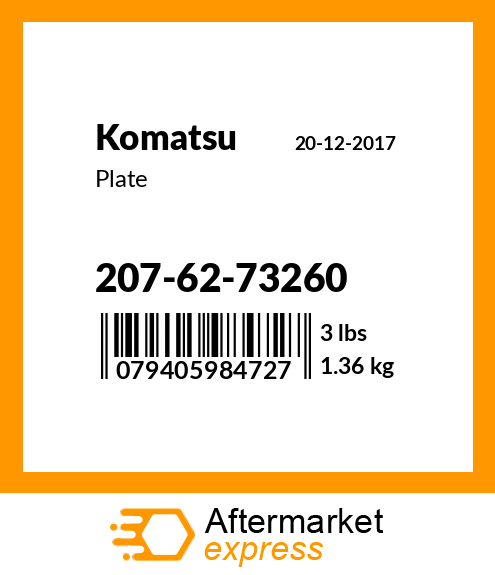 Spare part 207-62-73260 + Plate