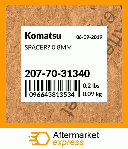 Spare part 2077031340 + SPACER? 0.8MM