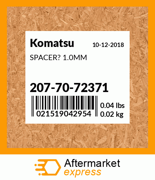 Spare part 207-70-72371 + SPACER? 1.0MM