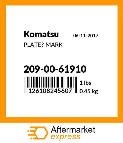 Spare part 209-00-61910 + PLATE? MARK