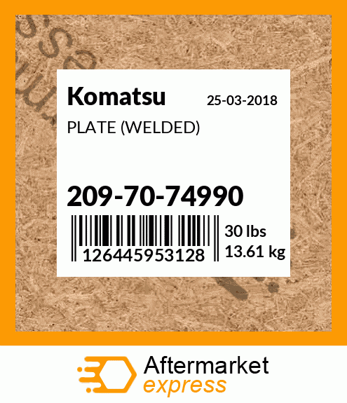 Spare part 209-70-74990 + PLATE (WELDED)