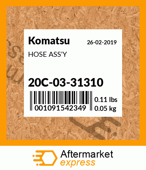 Spare part 20C-03-31310 + HOSE ASS'Y