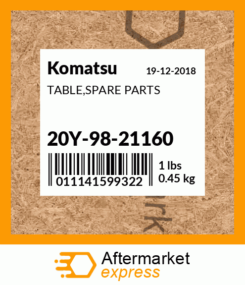 Spare part 20Y-98-21160 + TABLE,SPARE PARTS