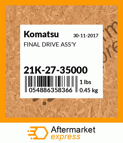 Spare part 21K-27-35000 + FINAL DRIVE ASS'Y