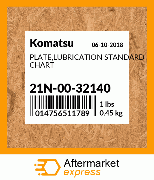 Spare part 21N-00-32140 + PLATE,LUBRICATION STANDARD CHART