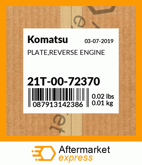 Spare part 21T-00-72370 + PLATE,REVERSE ENGINE