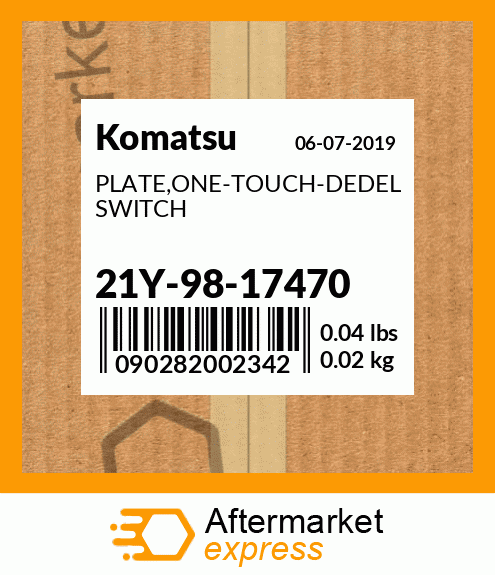 Spare part 21Y-98-17470 + PLATE,ONE-TOUCH-DEDEL SWITCH