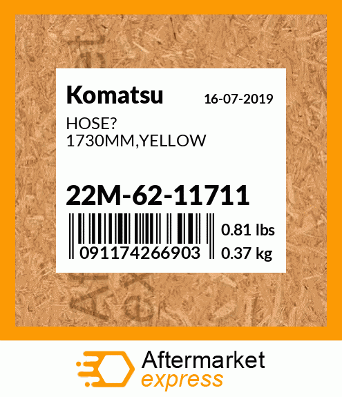 Spare part 22M-62-11711 + HOSE? 1730MM,YELLOW