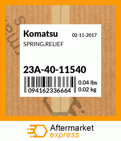 Spare part 23A-40-11540 + SPRING,RELIEF