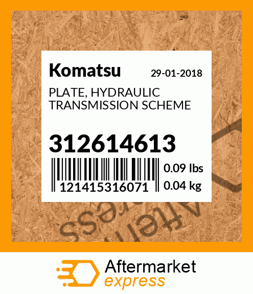 Spare part 312614613 + PLATE, HYDRAULIC TRANSMISSION SCHEME