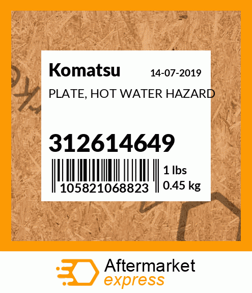 Spare part 312614649 + PLATE, HOT WATER HAZARD