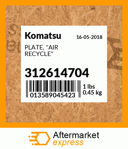 Spare part 312614704 + PLATE, ''AIR RECYCLE''