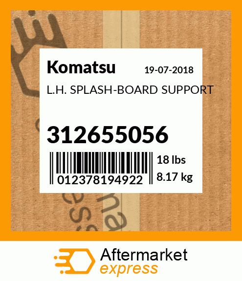 Spare part 312655056 + L.H. SPLASH-BOARD SUPPORT