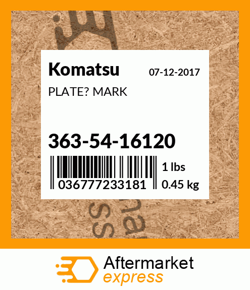 Spare part 363-54-16120 + PLATE? MARK