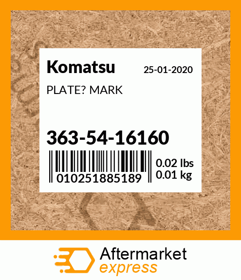 Spare part 363-54-16160 + PLATE? MARK