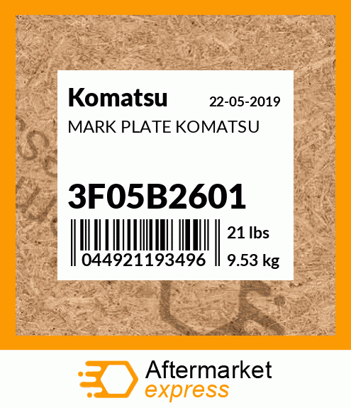 Spare part 3F05B2601 + MARK PLATE KOMATSU