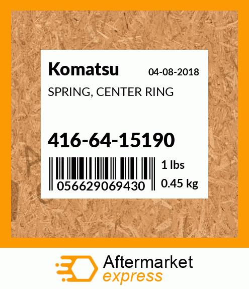 Spare part 416-64-15190 + SPRING, CENTER RING