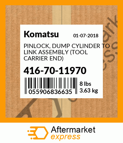 Spare part 416-70-11970 + PINLOCK, DUMP CYLINDER TO LINK ASSEMBLY (TOOL CARRIER END)