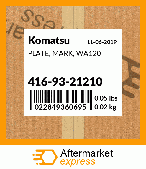 Spare part 416-93-21210 + PLATE, MARK, WA120