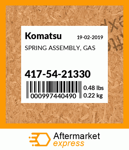 Spare part 417-54-21330 + SPRING ASSEMBLY, GAS