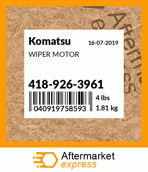 Spare part 418-926-3961 + WIPER MOTOR