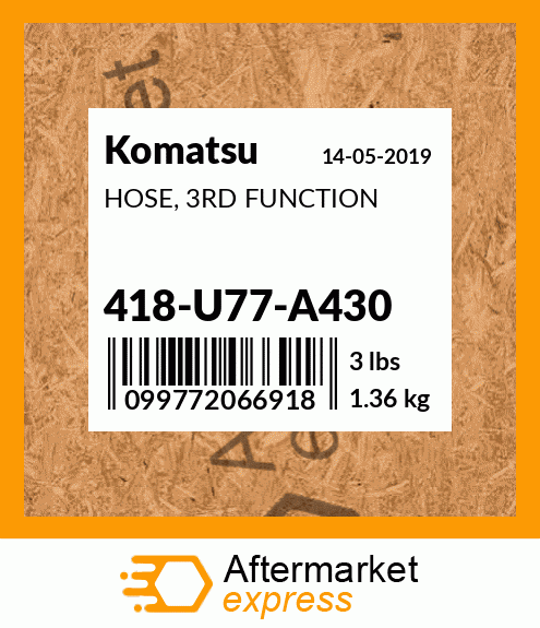 Spare part 418-U77-A430 + HOSE, 3RD FUNCTION