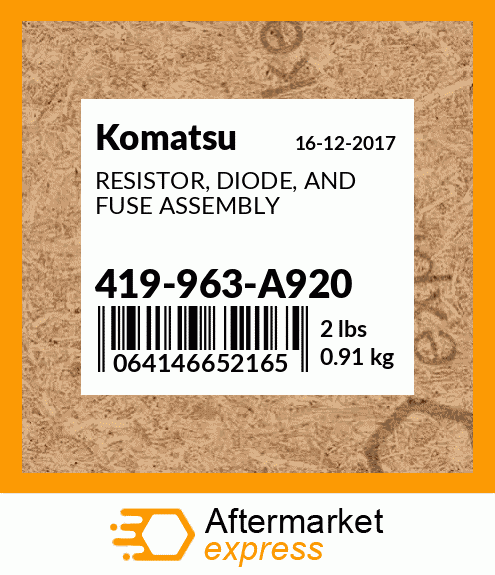 Spare part 419-963-A920 + RESISTOR, DIODE, AND FUSE ASSEMBLY