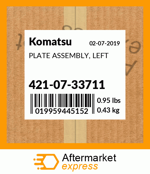 Spare part 421-07-33711 + PLATE ASSEMBLY, LEFT