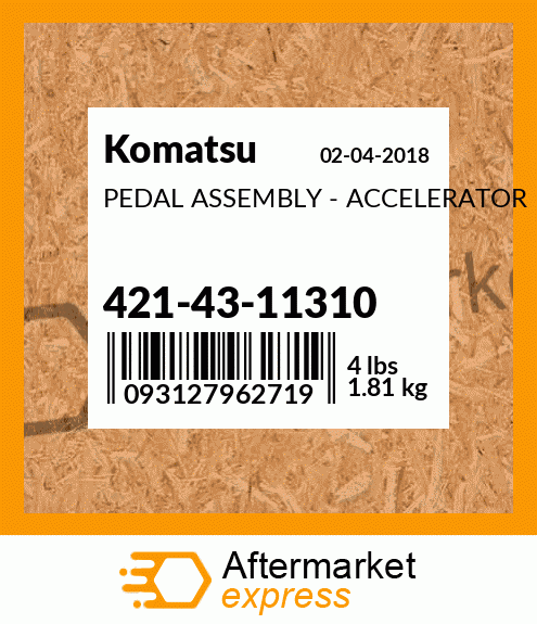 Spare part 421-43-11310 + PEDAL ASSEMBLY - ACCELERATOR