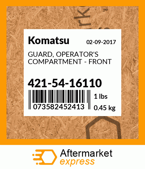 Spare part 421-54-16110 + GUARD, OPERATOR'S COMPARTMENT - FRONT