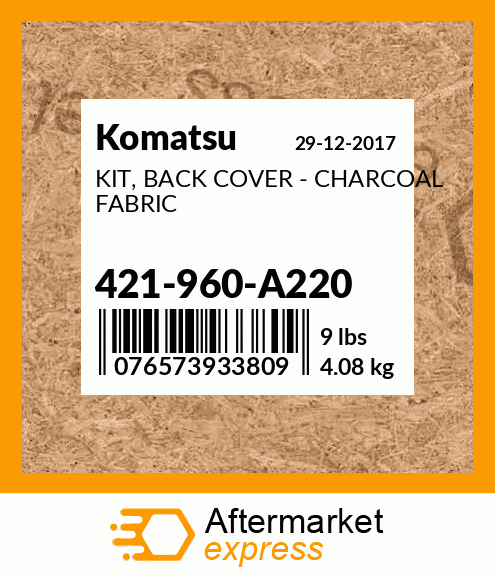 Spare part 421-960-A220 + KIT, BACK COVER - CHARCOAL FABRIC