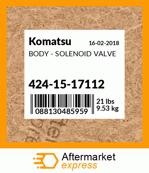 Spare part 424-15-17112 + BODY - SOLENOID VALVE