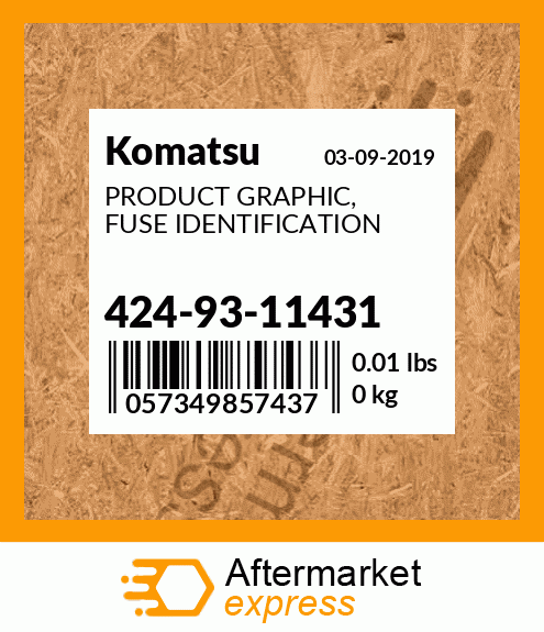 Spare part 424-93-11431 + PRODUCT GRAPHIC, FUSE IDENTIFICATION