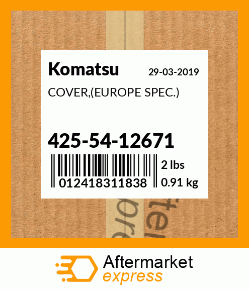 Spare part 425-54-12671 + COVER,(EUROPE SPEC.)