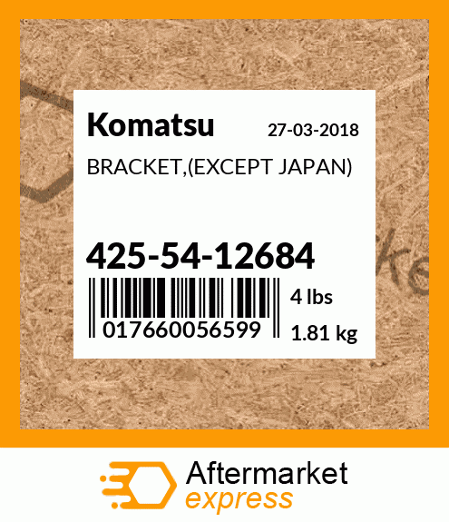 Spare part 425-54-12684 + BRACKET,(EXCEPT JAPAN)