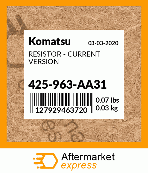 Spare part 425-963-AA31 + RESISTOR - CURRENT VERSION