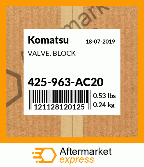 Spare part 425-963-AC20 + VALVE, BLOCK