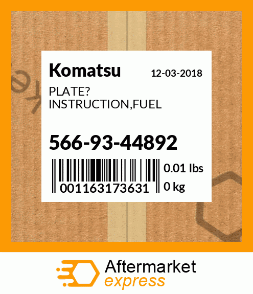 PLATE? INSTRUCTION,FUEL 566-93-44892