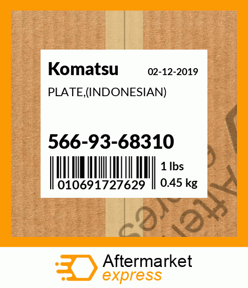 PLATE,(INDONESIAN) 566-93-68310